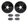 8502-76075 Drilled/Slotted Brake Rotors w/5000 Advanced Brake Pads Kit [Black], 2014-2015 Lexus/Toyota/Scion, Position: Front - image 1