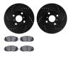 8502-76080 Drilled/Slotted Brake Rotors w/5000 Advanced Brake Pads Kit [Black], 2012-2019 Lexus/Toyota/Scion, Position: Front - image 1