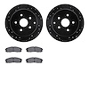 8502-76111 Drilled/Slotted Brake Rotors w/5000 Advanced Brake Pads Kit [Black], 1986-1992 Lexus/Toyota/Scion, Position: Rear - image 1