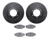 8502-76116 Drilled/Slotted Brake Rotors w/5000 Advanced Brake Pads Kit [Black], 1987-1988 Lexus/Toyota/Scion, Position: Front - image 1