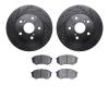 8502-76124 Drilled/Slotted Brake Rotors w/5000 Advanced Brake Pads Kit [Black], 1989-1992 Lexus/Toyota/Scion, Position: Front - image 1