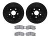 8502-76128 Drilled/Slotted Brake Rotors w/5000 Advanced Brake Pads Kit [Black], 1988-1989 Lexus/Toyota/Scion, Position: Front - image 1