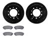 8502-76129 Drilled/Slotted Brake Rotors w/5000 Advanced Brake Pads Kit [Black], 1998-2007 Lexus/Toyota/Scion, Position: Rear - image 1