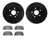 8502-76134 Drilled/Slotted Brake Rotors w/5000 Advanced Brake Pads Kit [Black], 2001-2003 Lexus/Toyota/Scion, Position: Rear - image 1