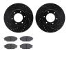 8502-76140 Drilled/Slotted Brake Rotors w/5000 Advanced Brake Pads Kit [Black], 1993-1998 Lexus/Toyota/Scion, Position: Front - image 1
