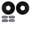 8502-76141 Drilled/Slotted Brake Rotors w/5000 Advanced Brake Pads Kit [Black], 1995-2004 Lexus/Toyota/Scion, Position: Front - image 1