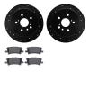 8502-76158 Drilled/Slotted Brake Rotors w/5000 Advanced Brake Pads Kit [Black], 2004-2009 Lexus/Toyota/Scion, Position: Rear - image 1