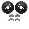 8502-76168 Drilled/Slotted Brake Rotors w/5000 Advanced Brake Pads Kit [Black], 1982-1985 Lexus/Toyota/Scion, Position: Rear - image 1
