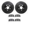 8502-76221 Drilled/Slotted Brake Rotors w/5000 Advanced Brake Pads Kit [Black], 1986-1989 Lexus/Toyota/Scion, Position: Front - image 1