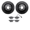 8502-79003 Drilled/Slotted Brake Rotors w/5000 Advanced Brake Pads Kit [Black], Fits Select Maserati, Position: Rear - image 1
