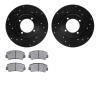 8502-80043 Drilled/Slotted Brake Rotors w/5000 Advanced Brake Pads Kit [Black], 1974-1984 Ford/Lincoln/Mercury/Mazda, Position:  - image 1