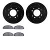 8502-80097 Drilled/Slotted Brake Rotors w/5000 Advanced Brake Pads Kit [Black], 1986-1988 Ford/Lincoln/Mercury/Mazda, Position:  - image 1