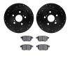 8502-91000 Drilled/Slotted Brake Rotors w/5000 Advanced Brake Pads Kit [Black], 2011-2016 Lexus/Toyota/Scion, Position: Rear - image 1