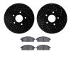 8502-92010 Drilled/Slotted Brake Rotors w/5000 Advanced Brake Pads Kit [Black], 2002-2007 Infiniti/Nissan, Position: Front - image 1