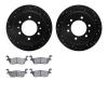 8502-93002 Drilled/Slotted Brake Rotors w/5000 Advanced Brake Pads Kit [Black], 2006-2010 GM, Position: Rear - image 1
