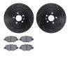 8502-99665 Drilled/Slotted Brake Rotors w/5000 Advanced Brake Pads Kit [Black], 2013-2019 Ford/Lincoln/Mercury/Mazda, Position:  - image 1