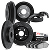 8504-01014 Drilled/Slotted Brake Rotors w/5000 Advanced Brake Pads/Drums & Shoes Kit [Black], 2008-2011 Suzuki, Position: Front  - image 1