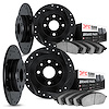 8504-07010 Drilled/Slotted Brake Rotors w/5000 Advanced Brake Pads Kit [Black], 1968-1988 Multiple Makes/Models, Position: Front
