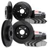 8504-20002 Drilled/Slotted Brake Rotors w/5000 Advanced Brake Pads Kit [Black], 1987-1987 Jaguar, Position: Front and Rear - image 1