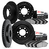 8504-23000 Drilled/Slotted Brake Rotors w/5000 Advanced Brake Pads Kit [Black], 1972-1979 Renault, Position: Front and Rear