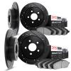 8504-27000 Drilled/Slotted Brake Rotors w/5000 Advanced Brake Pads Kit [Black], 1975-1987 Volvo, Position: Front and Rear - image 1