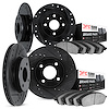 8504-27002 Drilled/Slotted Brake Rotors w/5000 Advanced Brake Pads Kit [Black], 2000-2004 Volvo, Position: Front and Rear - image 1