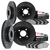8504-37004 Drilled/Slotted Brake Rotors w/5000 Advanced Brake Pads Kit [Black], 1983-1990 GM, Position: Front and Rear - image 1