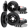 8504-43012 Drilled/Slotted Brake Rotors w/5000 Advanced Brake Pads Kit [Black], 1990-1990 Mopar, Position: Front and Rear - image 1
