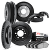 8504-47154 Drilled/Slotted Brake Rotors w/5000 Advanced Brake Pads/Drums & Shoes Kit [Black], 1994-2002 GM, Position: Front and  - image 1