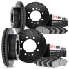 8504-48010 Drilled/Slotted Brake Rotors w/5000 Advanced Brake Pads Kit [Black], 2003-2017 GM, Position: Front and Rear - image 1