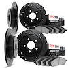 8504-52003 Drilled/Slotted Brake Rotors w/5000 Advanced Brake Pads Kit [Black], 1984-1987 GM, Position: Front and Rear - image 1