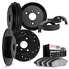 8504-63000 Drilled/Slotted Brake Rotors w/5000 Advanced Brake Pads/Drums & Shoes Kit [Black], 2005-2016 Smart, Position: Front a - image 1