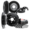 8504-74025 Drilled/Slotted Brake Rotors w/5000 Advanced Brake Pads/Drums & Shoes Kit [Black], 1979-1985 Audi/Volkswagen, Positio - image 1