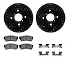 8512-01000 Drilled/Slotted Brake Rotors w/5000 Advanced Brake Pads Kit & Hardware [Black], 1991-1994 Suzuki, Position: Front - image 1
