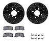 8512-01002 Drilled/Slotted Brake Rotors w/5000 Advanced Brake Pads Kit & Hardware [Black], 1999-2002 Suzuki, Position: Front - image 1
