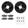 8512-01004 Drilled/Slotted Brake Rotors w/5000 Advanced Brake Pads Kit & Hardware [Black], 2006-2007 Suzuki, Position: Front - image 1