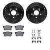 8512-01007 Drilled/Slotted Brake Rotors w/5000 Advanced Brake Pads Kit & Hardware [Black], 2010-2013 Suzuki, Position: Rear - image 1