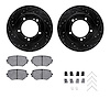 8512-01008 Drilled/Slotted Brake Rotors w/5000 Advanced Brake Pads Kit & Hardware [Black], 1996-1998 Suzuki, Position: Front - image 1