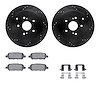 8512-01012 Drilled/Slotted Brake Rotors w/5000 Advanced Brake Pads Kit & Hardware [Black], 2009-2017 Suzuki, Position: Rear - image 1