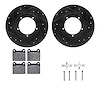 8512-02001 Drilled/Slotted Brake Rotors w/5000 Advanced Brake Pads Kit & Hardware [Black], 1965-1973 Porsche, Position: Front - image 1
