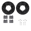 8512-02002 Drilled/Slotted Brake Rotors w/5000 Advanced Brake Pads Kit & Hardware [Black], 1976-1976 Porsche, Position: Front - image 1