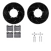 8512-02003 Drilled/Slotted Brake Rotors w/5000 Advanced Brake Pads Kit & Hardware [Black], 1967-1974 Porsche, Position: Front - image 1