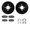 8512-03013 Drilled/Slotted Brake Rotors w/5000 Advanced Brake Pads Kit & Hardware [Black], 2000-2002 Kia/Hyundai/Genesis, Positi - image 1