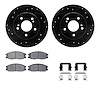 8512-03014 Drilled/Slotted Brake Rotors w/5000 Advanced Brake Pads Kit & Hardware [Black], 2001-2003 Kia/Hyundai/Genesis, Positi - image 1