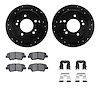 8512-03015 Drilled/Slotted Brake Rotors w/5000 Advanced Brake Pads Kit & Hardware [Black], 2008-2010 Kia/Hyundai/Genesis, Positi - image 1