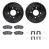 8512-03017 Drilled/Slotted Brake Rotors w/5000 Advanced Brake Pads Kit & Hardware [Black], 2001-2002 Kia/Hyundai/Genesis, Positi - image 1