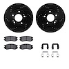8512-03018 Drilled/Slotted Brake Rotors w/5000 Advanced Brake Pads Kit & Hardware [Black], 2004-2006 Kia/Hyundai/Genesis, Positi - image 1