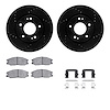 8512-03023 Drilled/Slotted Brake Rotors w/5000 Advanced Brake Pads Kit & Hardware [Black], 2001-2005 Kia/Hyundai/Genesis, Positi - image 1