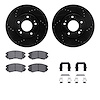8512-03025 Drilled/Slotted Brake Rotors w/5000 Advanced Brake Pads Kit & Hardware [Black], 2003-2013 Kia/Hyundai/Genesis, Positi - image 1