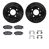 8512-03027 Drilled/Slotted Brake Rotors w/5000 Advanced Brake Pads Kit & Hardware [Black], 2003-2006 Multiple Makes/Models, Posi - image 1
